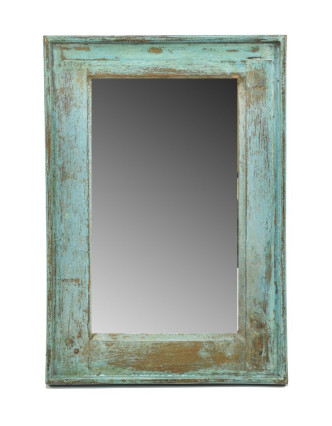Zrcadlo v rámu, starý teak, antik patina, 40x57x4cm