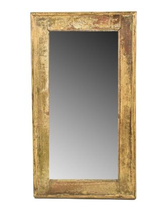 Zrcadlo v rámu, starý teak, antik patina, 41x74x4cm