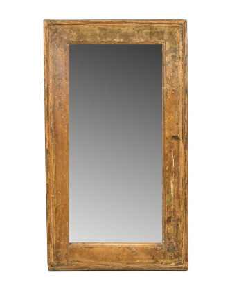 Zrcadlo v rámu, starý teak, antik patina, 42x74x4cm