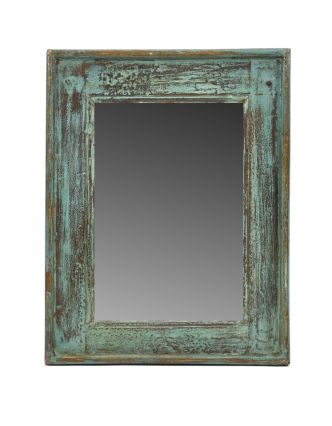 Zrcadlo v rámu, starý teak, antik patina, 33x43x4cm