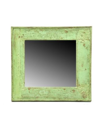 Zrcadlo v rámu, starý teak, antik patina, 50x47x4cm