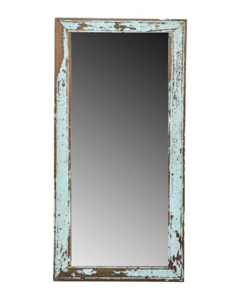 Zrcadlo v rámu, starý teak, antik patina, 30x60x2cm
