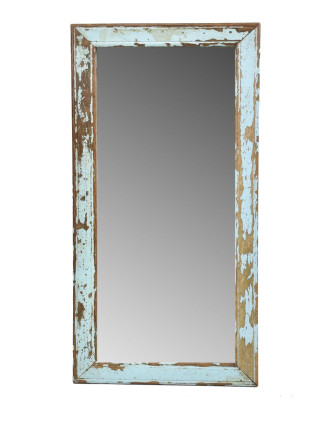 Zrcadlo v rámu, starý teak, antik patina, 30x60x2cm