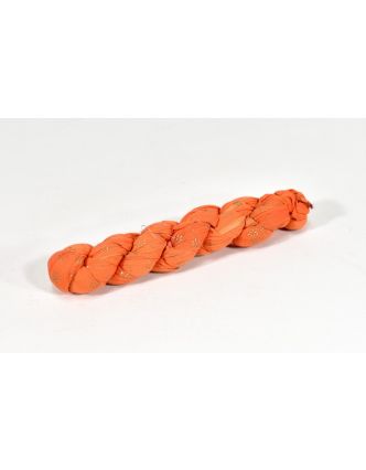 Šátek, oranžový, mačkaná úprava, zlatý tisk, 110x170cm