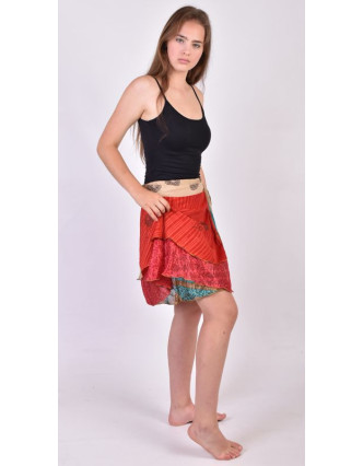 Krátká oboustranná zavinovací sukně z recyklovaných sárí