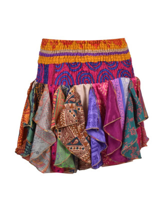 Multibarevná mini sukně ze sárí s volány (top), bobbin