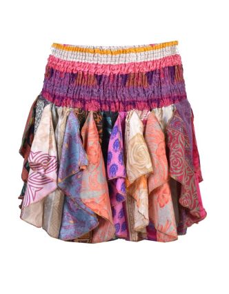 Multibarevná mini sukně ze sárí s volány (top), bobbin