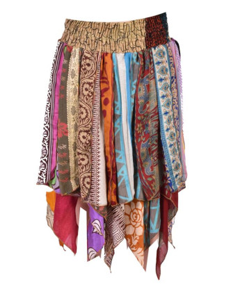 Multibarevná tříčtvrteční sukně s cípy (šaty), sárí, bobbin