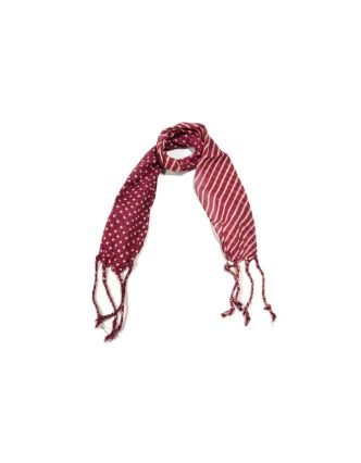 Atypický šátek s třásněmi a designem proužků, lila, 110x12cm