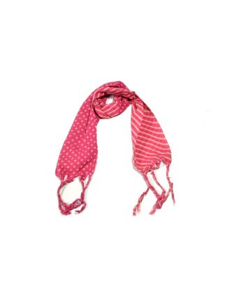 Atypický šátek s třásněmi a designem proužků, růžový, 110x12cm