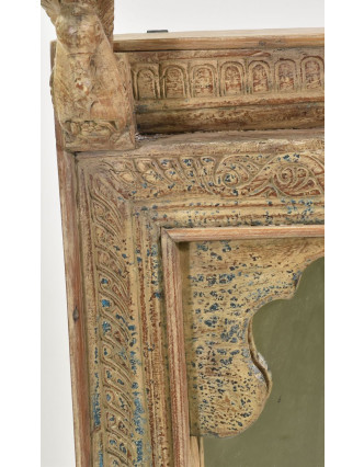 Zrcadlo v rámu z teakového dřeva ručně vyřezávaní pávi, 42x13x68cm