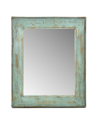 Zrcadlo v rámu, starý teak, antik patina, 58x70x4cm