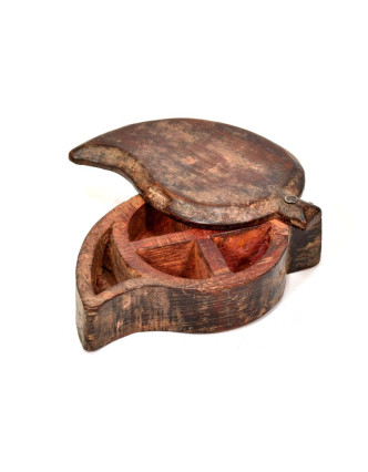 Krabička na Tiku, antik, teakové dřevo, ručně vyřezaná, 10x15x5cm