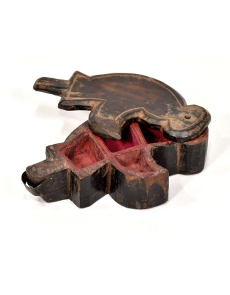 Krabička na Tiku, antik, teakové dřevo, ručně vyřezaná, 10x18x5cm