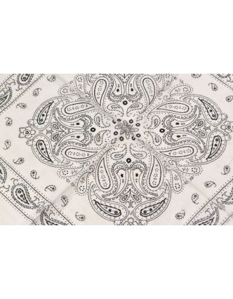 Šátek s paisley potiskem, bílý, 50x50cm