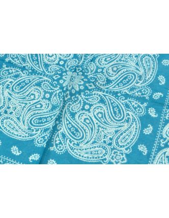 Šátek s paisley potiskem, tyrkysový, 50x50cm