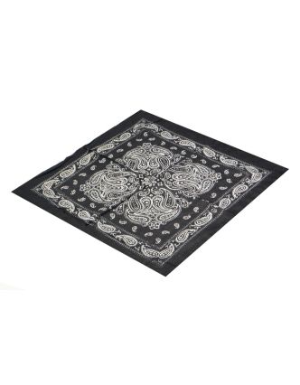 Šátek s paisley potiskem, černý, 50x50cm