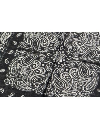 Šátek s paisley potiskem, černý, 50x50cm
