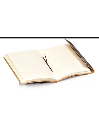 Notes v kožené vazbě s Ganéšou, ruční papír, 12x18cm