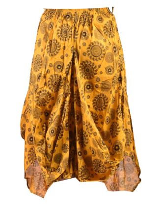 Balonová sukně s potiskem mandal, žlutá