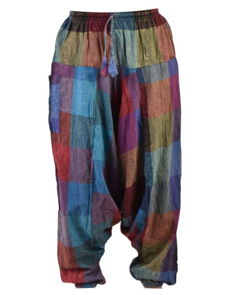 Turecké unisex kalhoty, kapsy, patchwork design