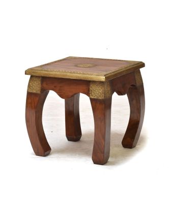 Konferenční stolek z palisandrového dřeva zdobený mosazným kováním, 45x45x45cm