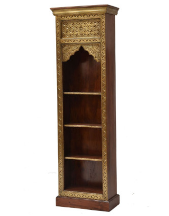 Knihovna z palisandrového dřeva, zdobená mosazí, 55x30x180cm