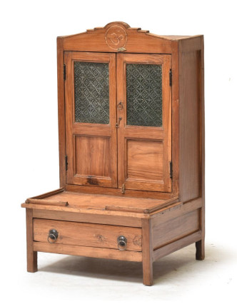 Prosklená skříňka, oltář, ze starého teakového dřeva, 50x45x85cm