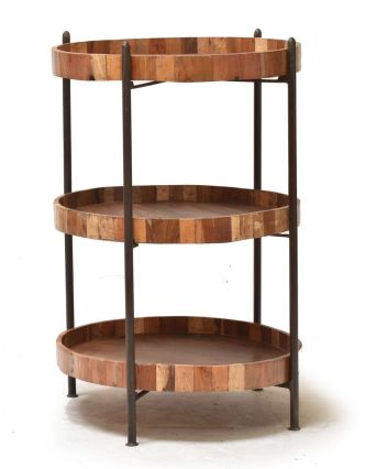 Kulatý regál z teakového dřeva, 60x60x92cm