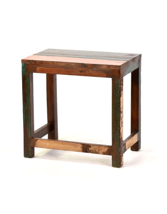 Stolička z antik teakového dřeva v "Goa" stylu, 45x30x44cm