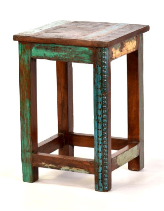 Stolička z antik teakového dřeva v "Goa" stylu, 30x30x46cm