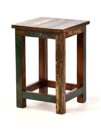 Stolička z antik teakového dřeva v "Goa" stylu, 30x30x46cm