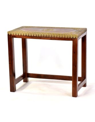 Stolička z palisandrového dřeva zdobená mosazí, 60x35x52cm