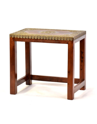 Stolička z palisandrového dřeva zdobená mosazí, 48x33x45cm