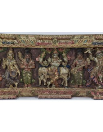 Vyřezávaný panel Vishnu, malovaný, 92x29x4cm