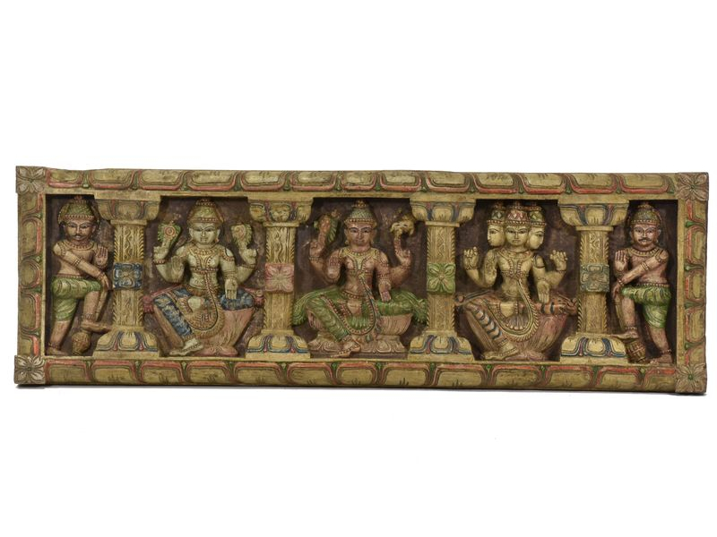 Vyřezávaný panel Shiva, malovaný, 92x29x4cm