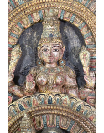 Vyřezávaný antik panel Shiva a Parvati, 66x14x133cm