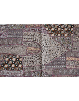 Unikátní tapiserie z Rajastanu, světle hnědá, ruční vyšívání, 67x129cm