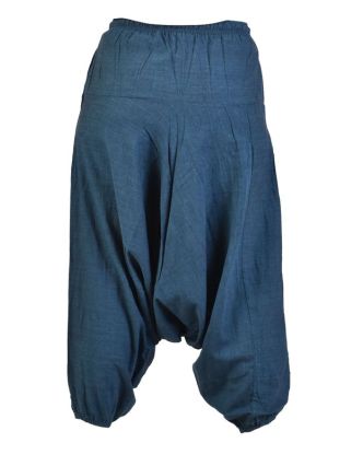 Tmavě modré turecké kalhoty, guma v pase, kapsy, měkčené provedení