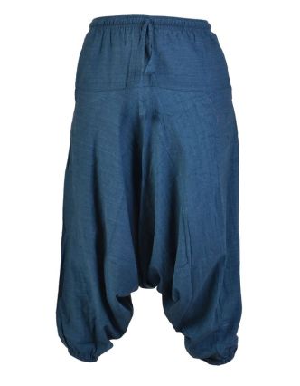 Tmavě modré turecké kalhoty, guma v pase, kapsy, měkčené provedení