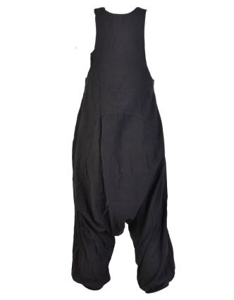 Turecké unisex kalhoty s laclem, rozepínání na knoflíky, kapsy, černé