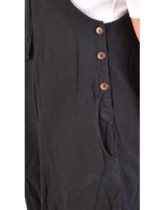 Turecké unisex kalhoty s laclem, rozepínání na knoflíky, kapsy, černé