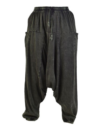 Turecké unisex kalhoty, kapsy, stonewash, tmavě zelené