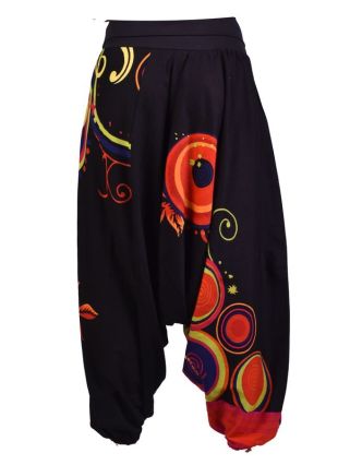 Černé turecké kalhoty s vysokým pasem, "Disco design",