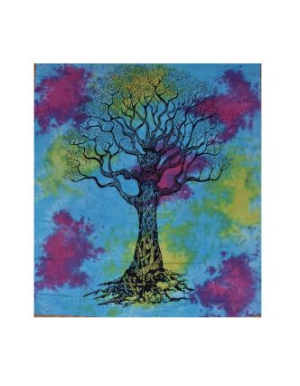 Přehoz na postel, strom života, multibarevná batika, 202x220cm