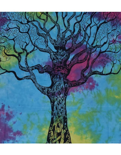 Přehoz na postel, strom života, multibarevná batika, 202x220cm