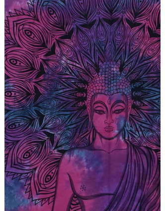 Přehoz na postel, Buddha, fialovo-růžový, 204x230cm