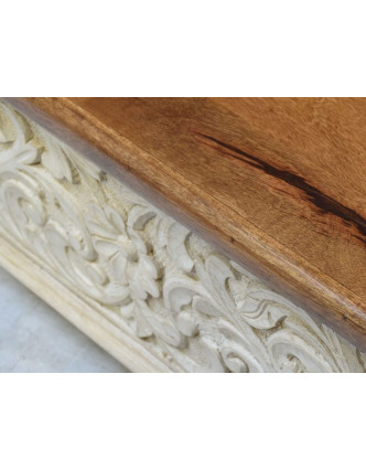 Truhla z teakového dřeva, bílá patina, 58x36x36cm