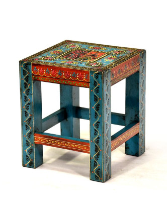 Stolička z teakového dřeva, "Moghul art", ručně malovaná, 25x25x30cm