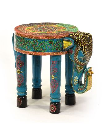 Stolička ve tvaru slona ručně malovaná, 40x30x37cm